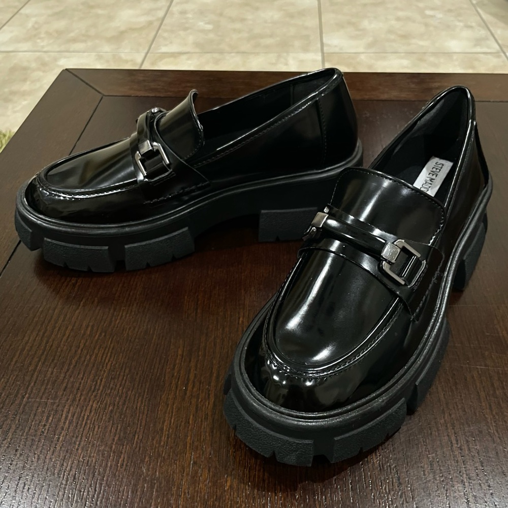 Steve Madden Black Chunky Lively Platform Loafers